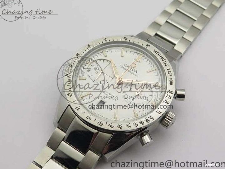 0718 Speedmaster ’57 Co-Axial OMF 1:1 Best Edition White Dial RG Markers On SS Bracelet A Elegant 8144
